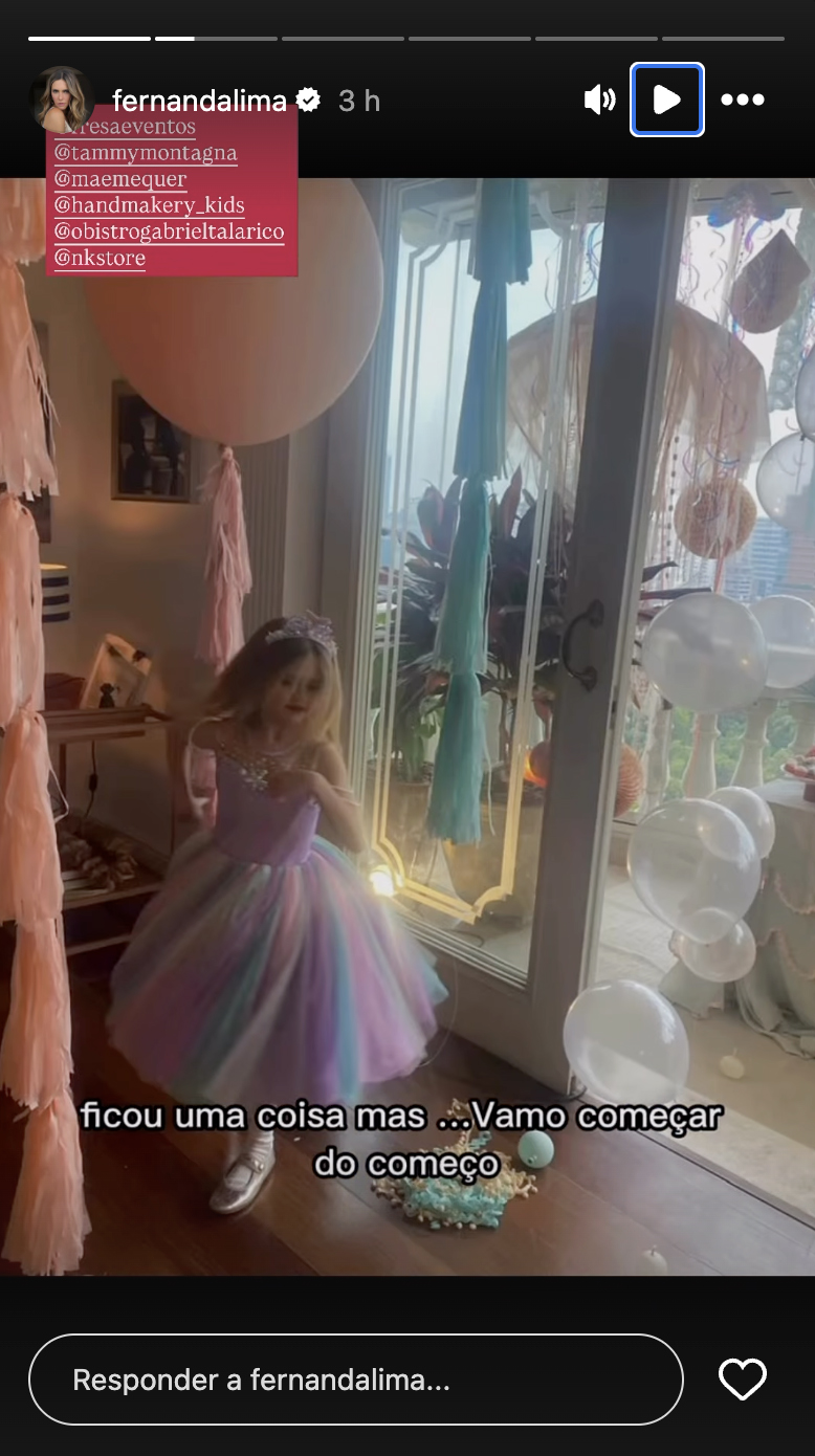 Fernanda Lima mostra a festa de aniversário da filha - Foto: Reprodução / Instagram