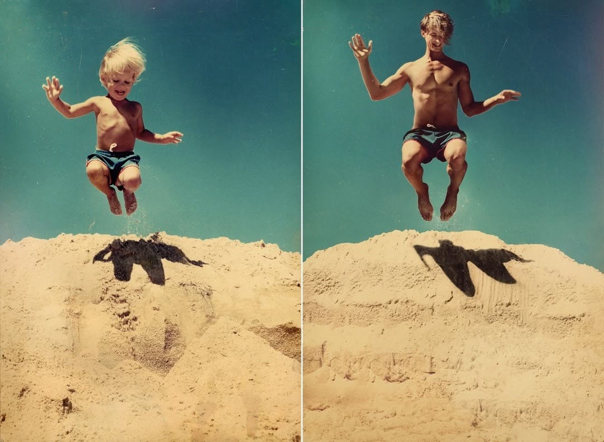 Fotógrafa viraliza ao recriar fotos de infância para revelar o impacto do tempo