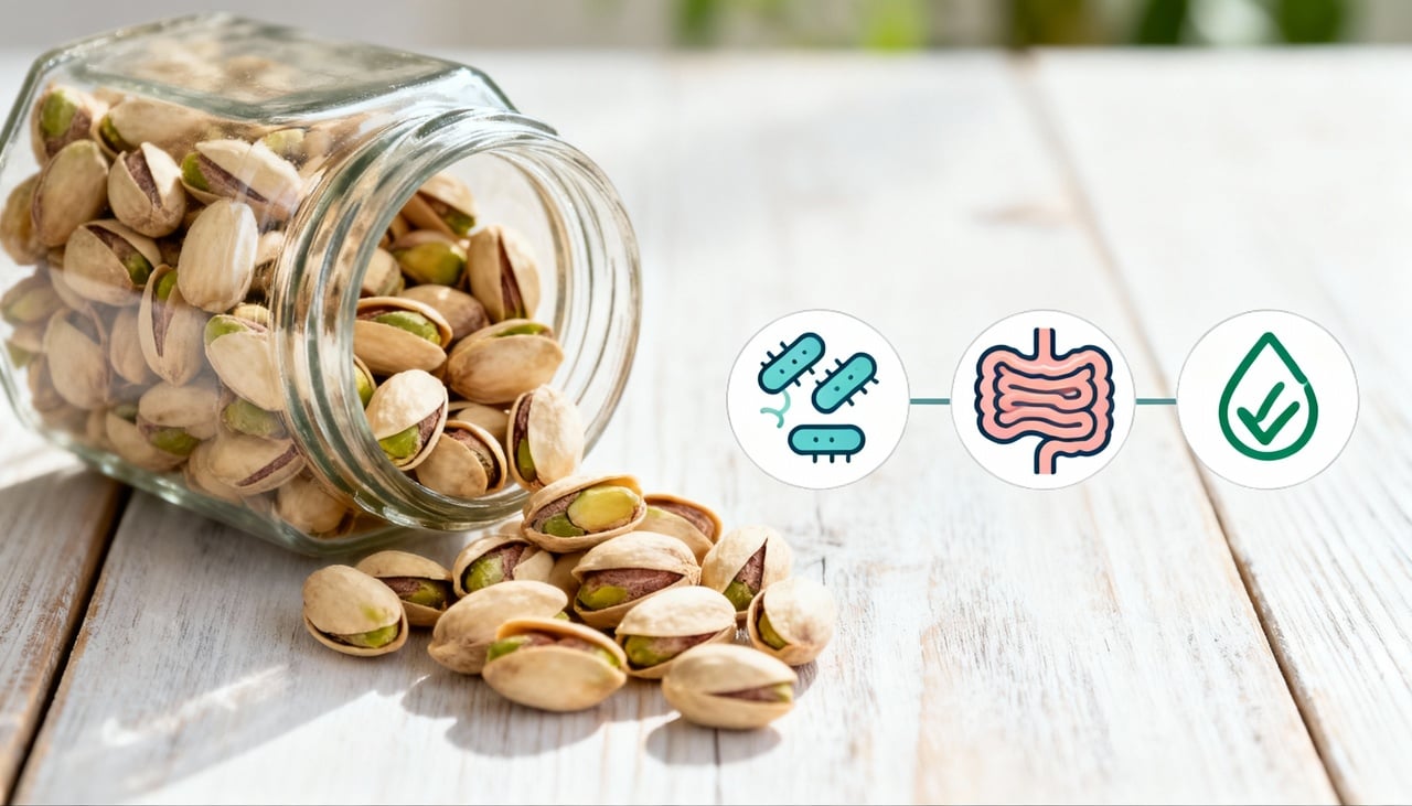 O pistache é considerado um alimento funcional devido à sua capacidade de estimular o crescimento de bactérias benéficas no intestino