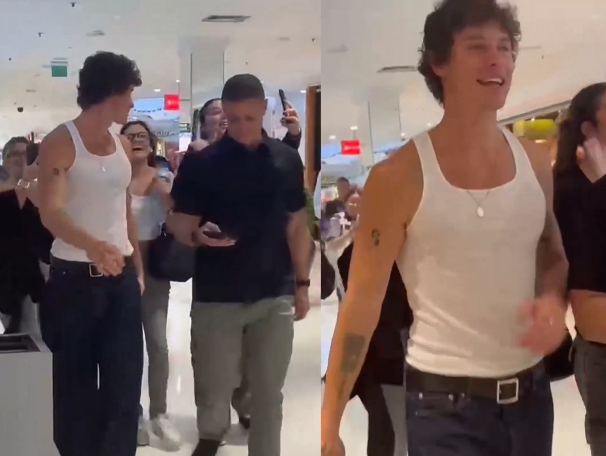 Shawn Mendes decide passear em shopping de SP e fãs enlouquecem