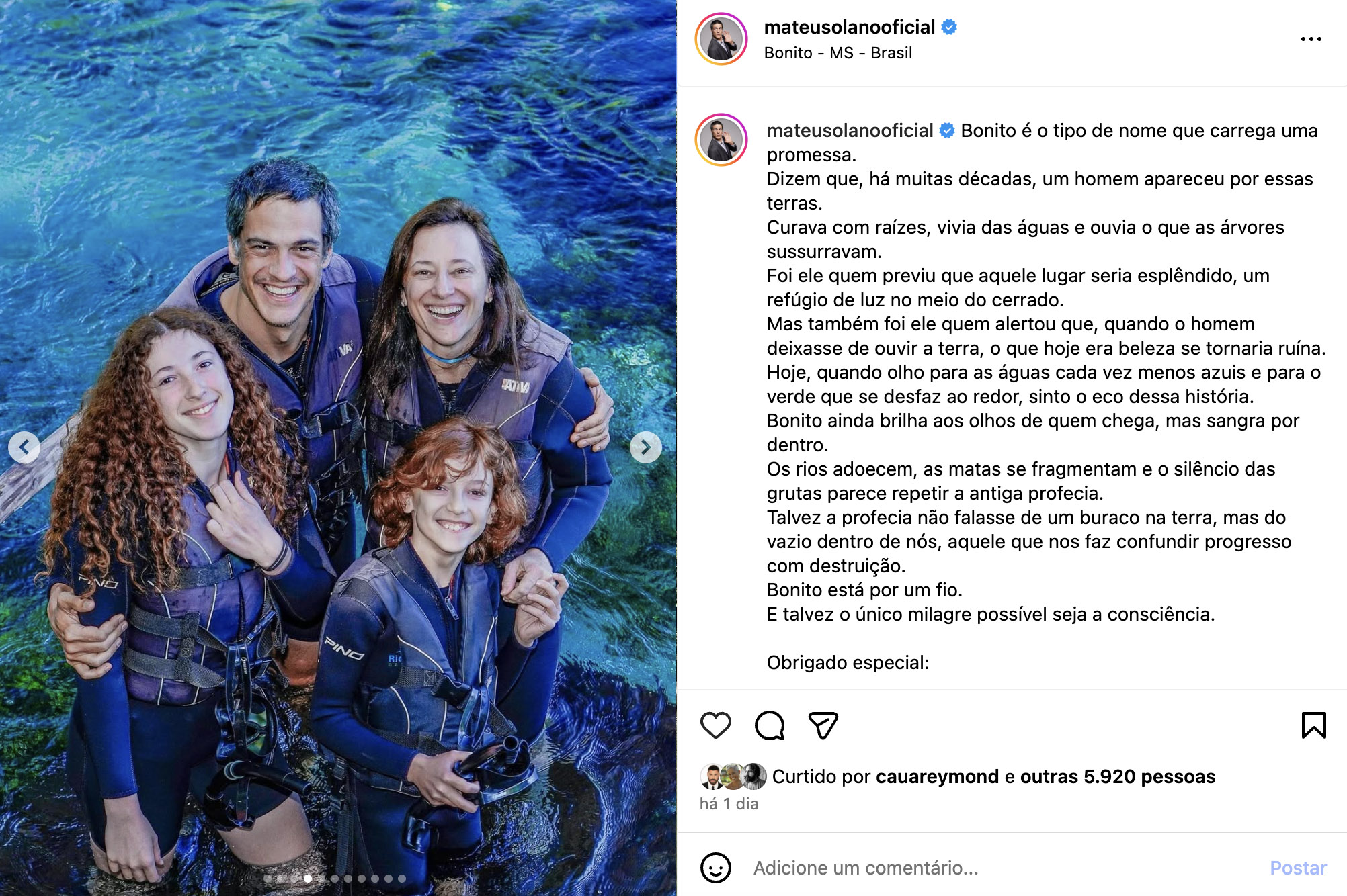 Mateus Solano com a ex-mulher, Paula Braun, e os filhos - Foto: Reprodução / Instagram