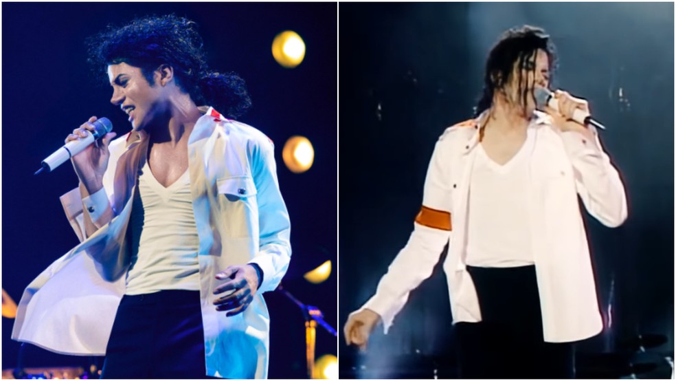 Jaafar Jackson e Michael Jackson — Foto: Reprodução/IMDb e YouTube