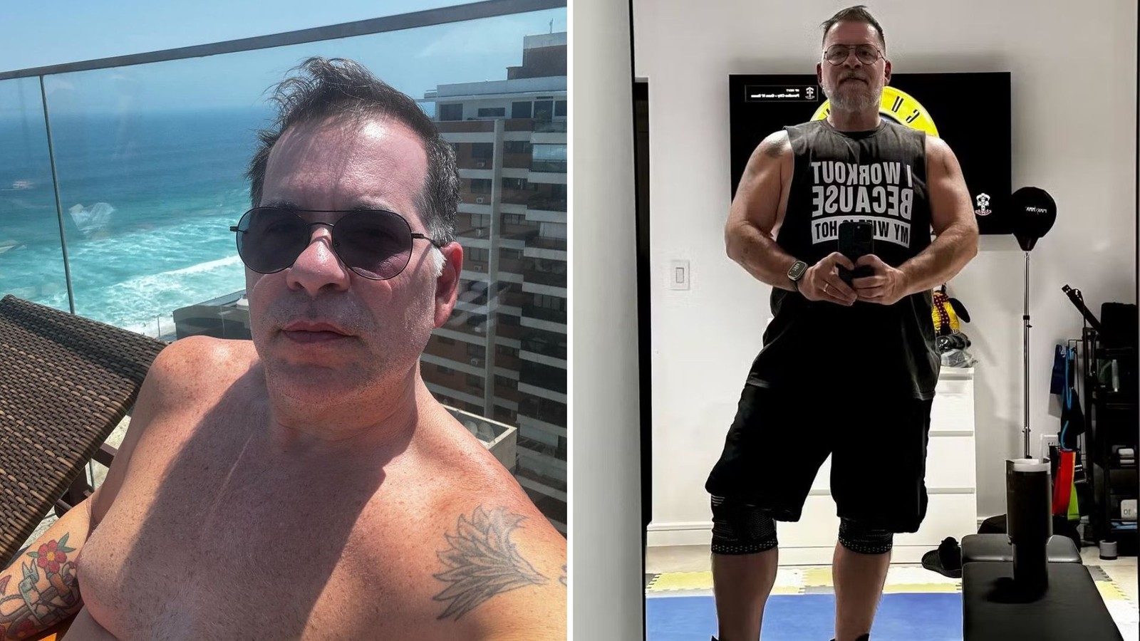 Leandro Hassum mantém uma rotina de exercícios aos 50 anos. Recentemente, ele perdeu 7 quilos— Foto: Reprodução/Instagram