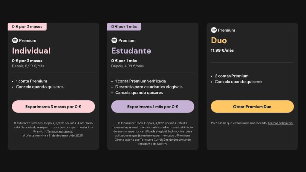 Spotify preços aumento