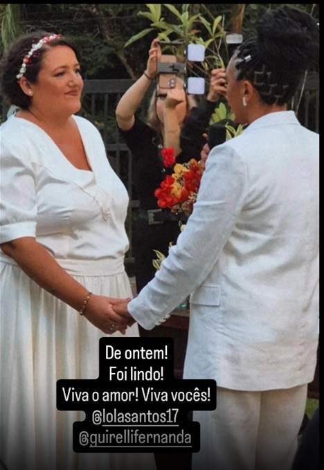 Tatiana Santos, irmã de Thais Fersoza, se casa com Fernanda Guirelli — Foto: Reprodução/Instagram @deboragomez