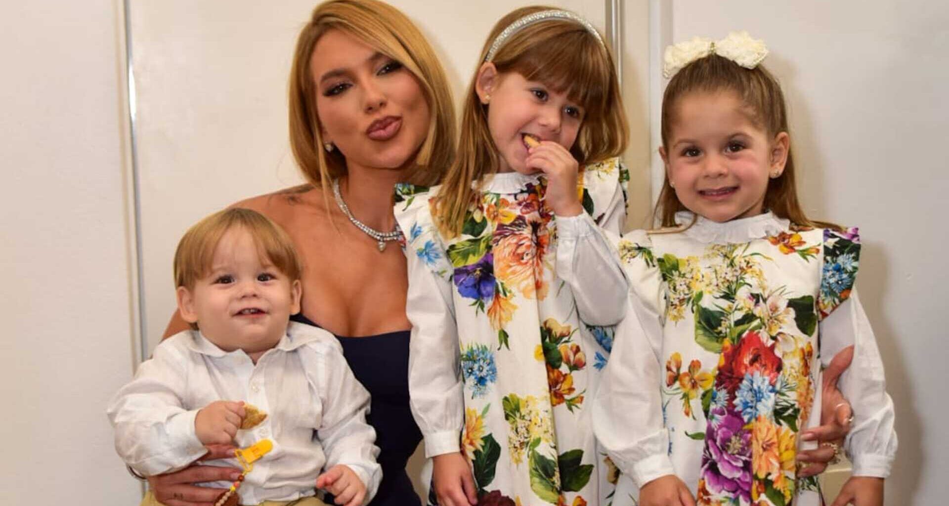 Virginia com os filhos nos bastidores do Teleton - Fotos: Natália Rampinelli/ AgNews