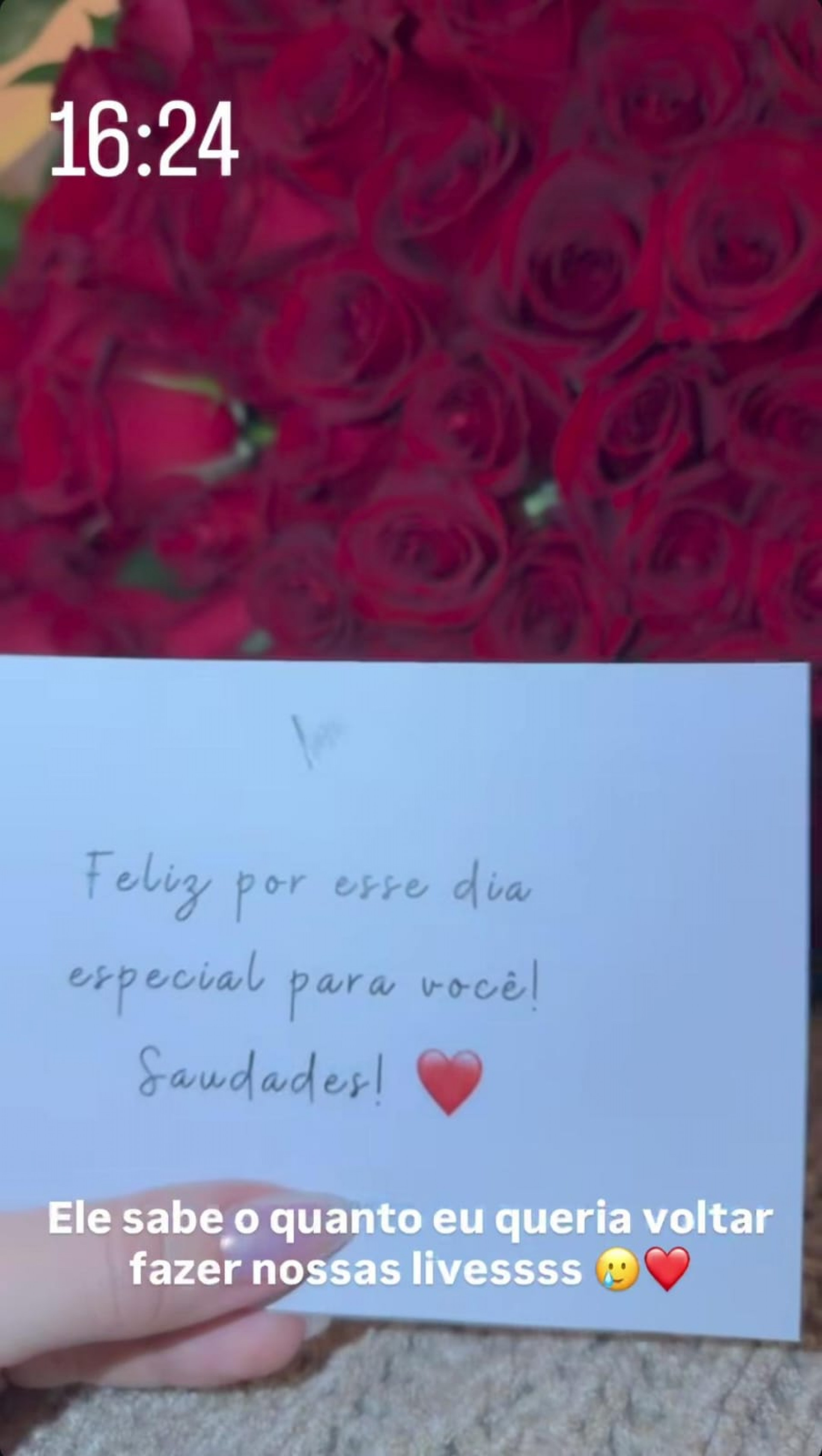 Virginia recebeu um cartão junto das flores enviadas por Vini Jr. - Reprodução / Instagram