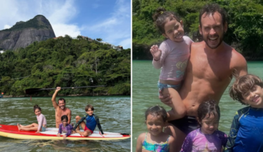 Guilherme Dellorto encanta seguidores em dia de praia com os filhos: ‘Família linda’ – Record