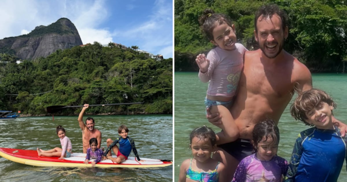 Guilherme Dellorto encanta seguidores em dia de praia com os filhos: ‘Família linda’ – Record
