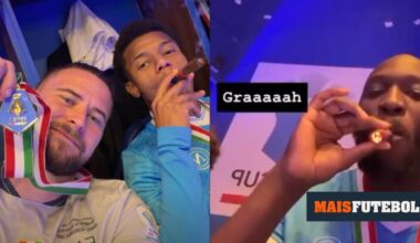 VÍDEO: Lukaku e David Neres celebram título... à Sérgio Conceição