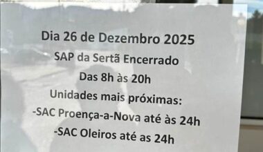 Rádio Condestável | SERTÃ: Urgências estão encerradas no dia de hoje