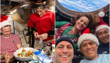 Natal no espaço: Nasa mostra ceia de astronautas em estação espacial -  (crédito: Divulgação/Nasa)