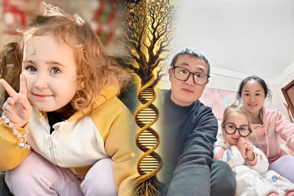Guojiang é loira, de olhos azuis e filha de pais chineses. A família desvendou o mistério