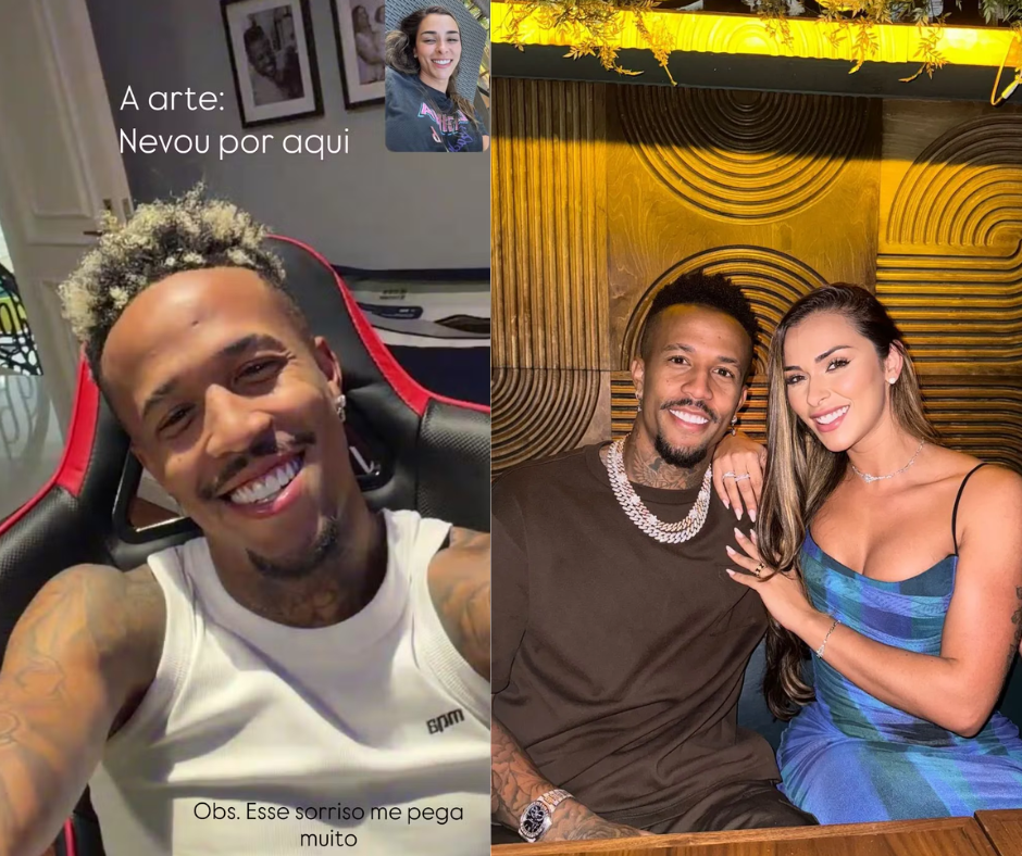 Tainá Militão mostra mudança no visual de Eder Militão e se declara: ‘Me pega muito’