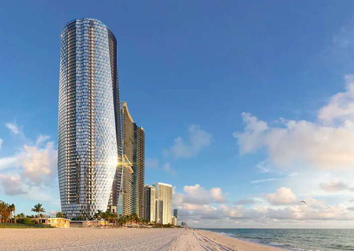 O prédio, chamado Bentley Residences, terá 61 andares e será bem alto, com cerca de 228 metros. -Divulgação bentley residences