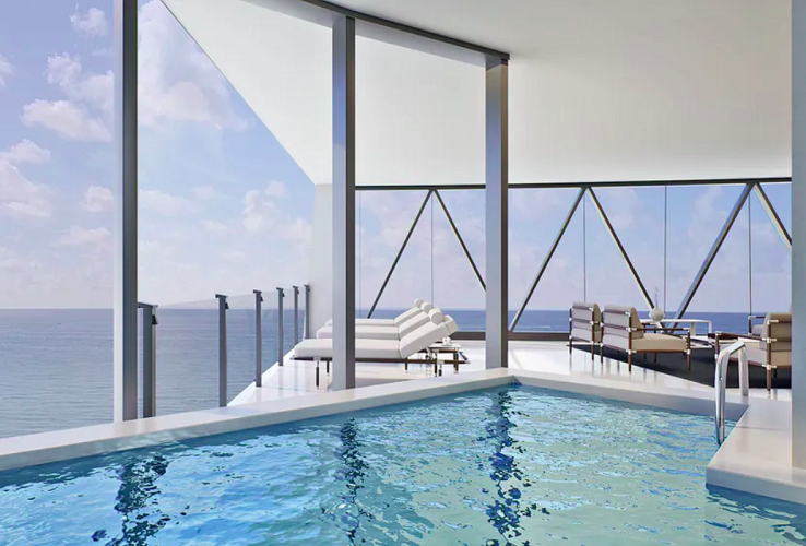 A iluminação externa, que atinge a orla, será controlada para não afetar a vida das tartarugas marinhas ameaçadas de extinção.-Divulgação bentley residences