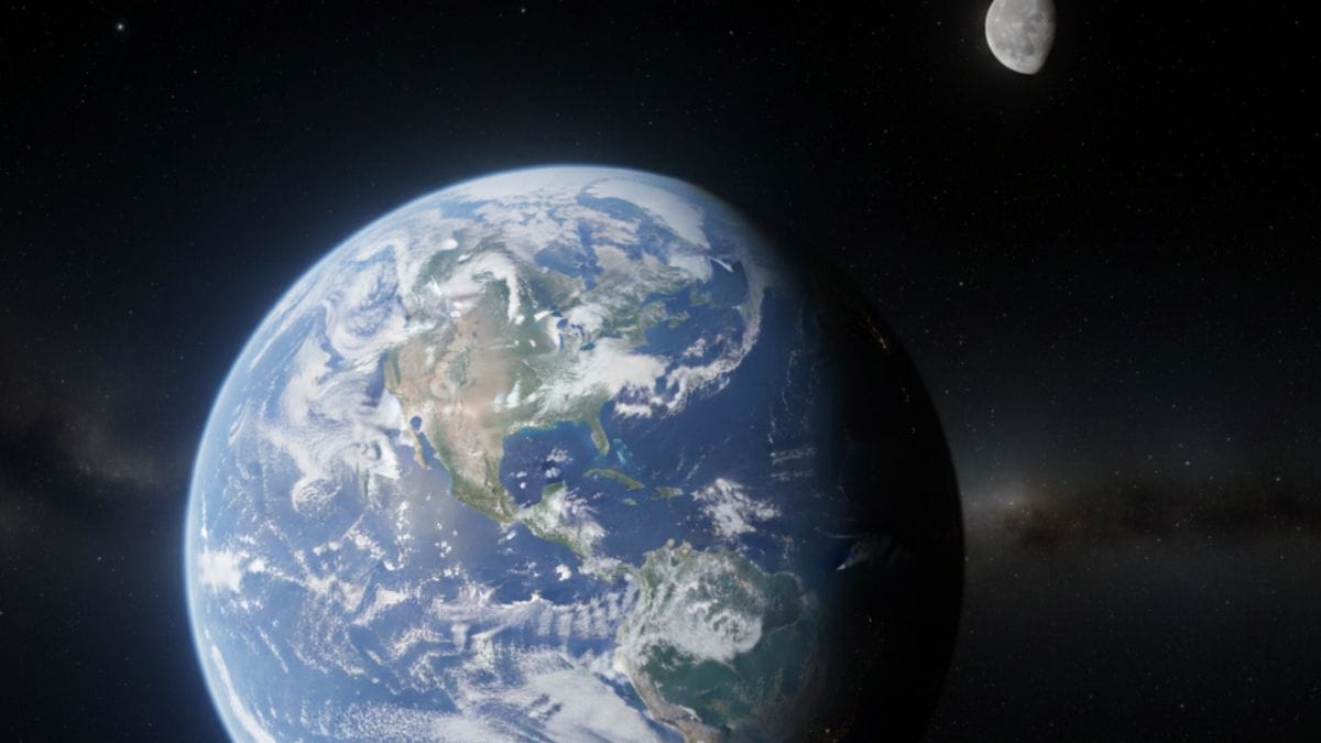 Terra e Lua vistas do espaço (Foto: imagem gerada por IA)