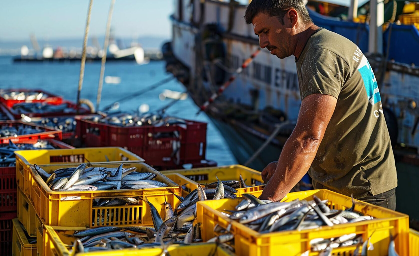 Pescador na lota. Crédito: Freepik