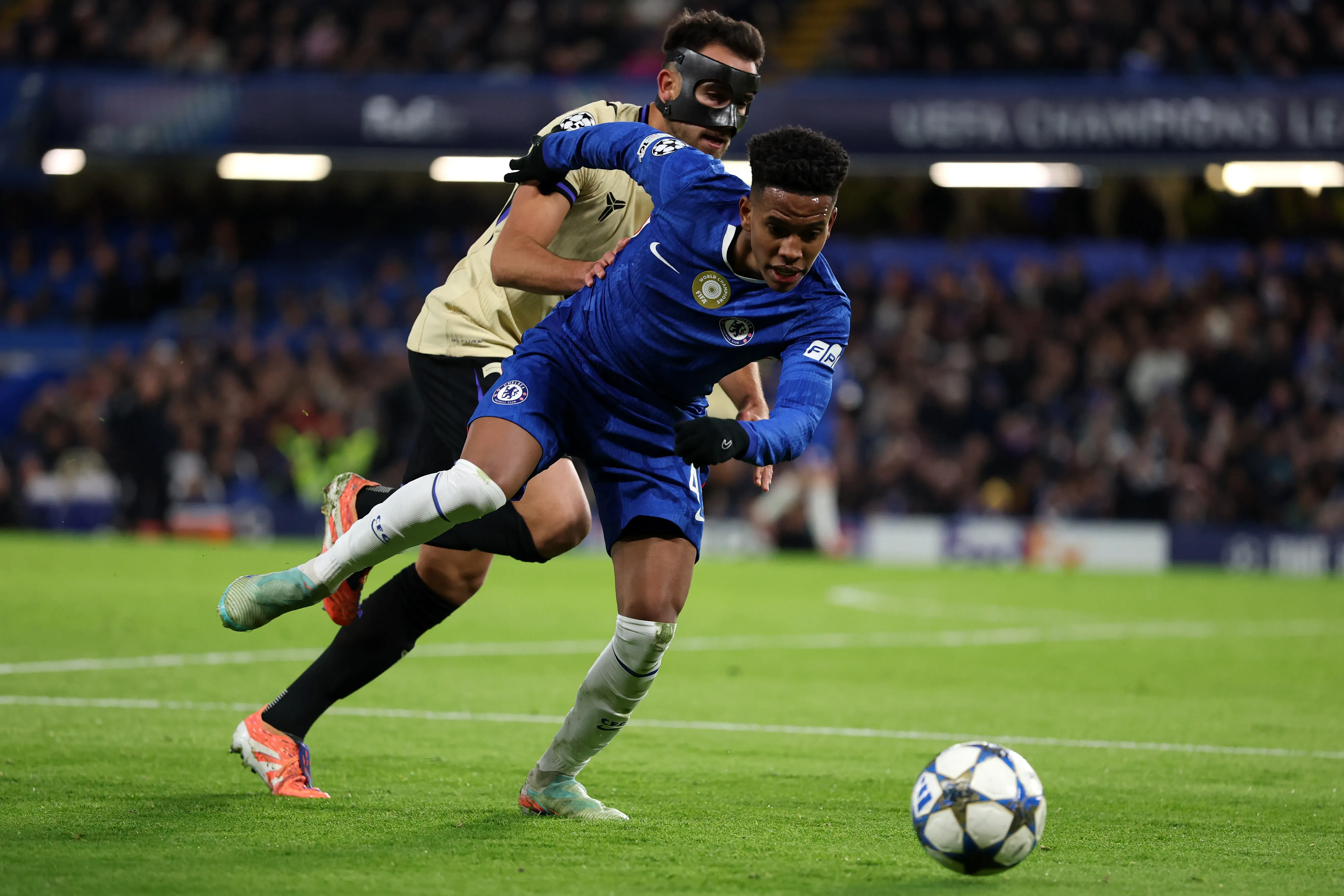 Estêvão em Chelsea x Barcelona. Foto: Justin Setterfield/Getty Images
