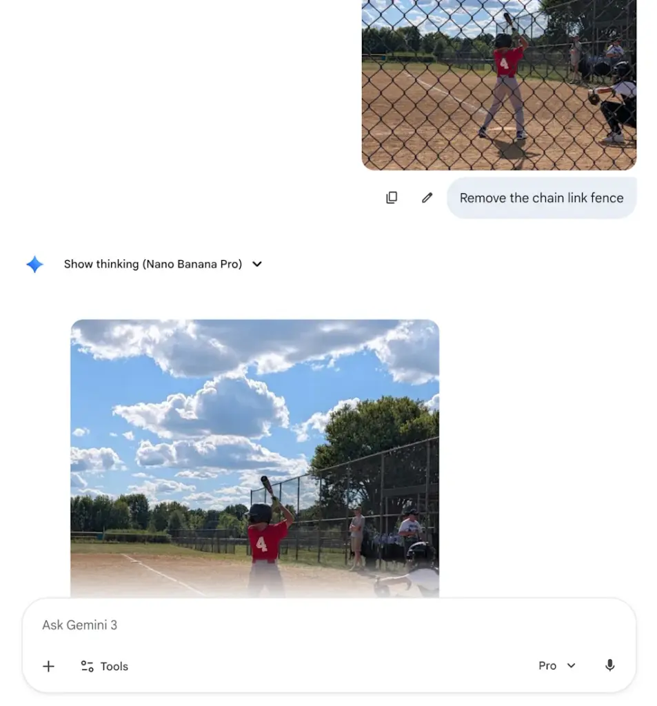 tela do aplicativo Nano Banana, do Google, para edição de imagens com IA