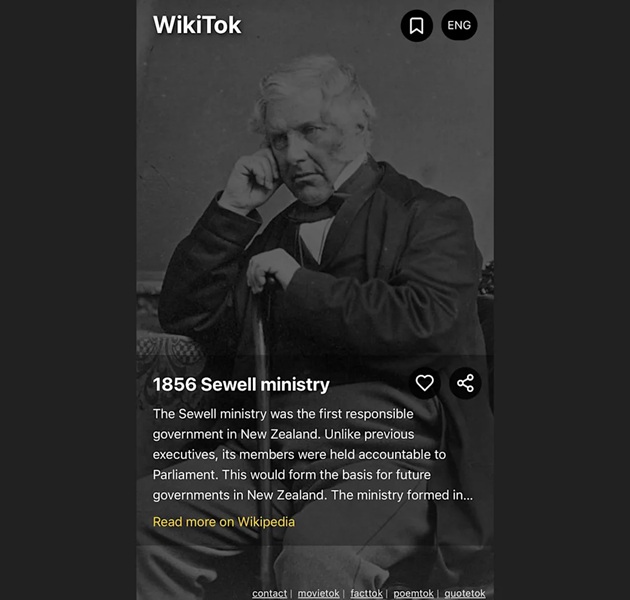 aplicativo WikiTok, que mistura o TikTok com a Wikipédia