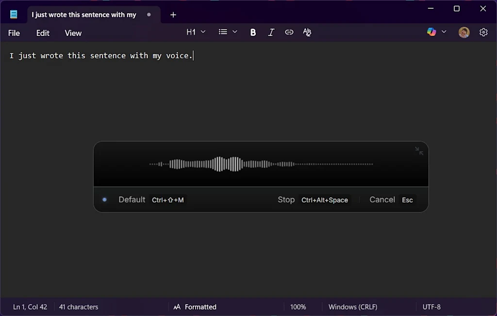 tela do aplicativo Wispr Flow, para conversão de áudio em texto