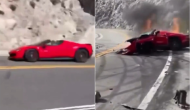 vídeo mostra momento em que Ferrari dirigida por criador de 'Call of Duty' bate e fica em chamas nos EUA
