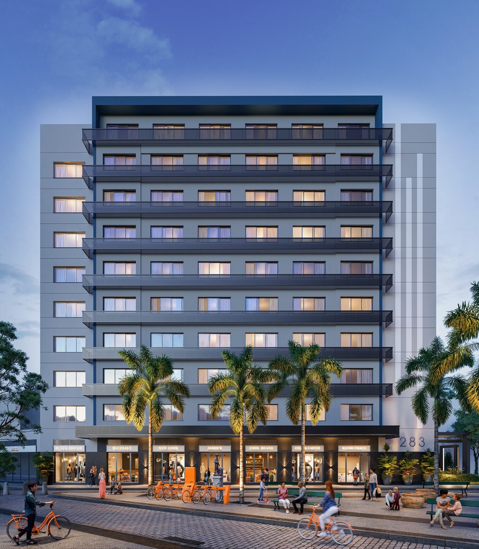 Bueno Studios Lifestyle terá 121 unidades, sendo 112 estúdios de 29 a 39 metros quadrados de área, e nove lojas no térreo — Foto: Divulgação