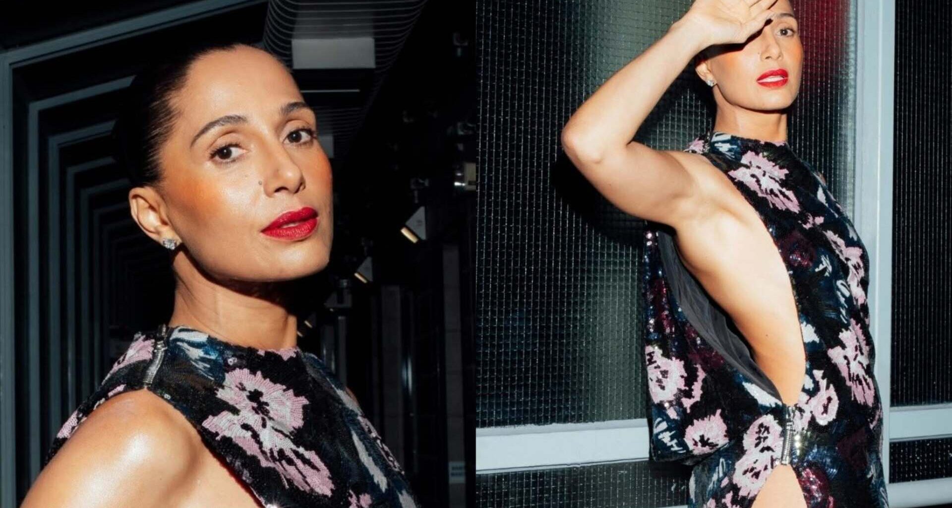 Camila Pitanga se exibe em look aberto