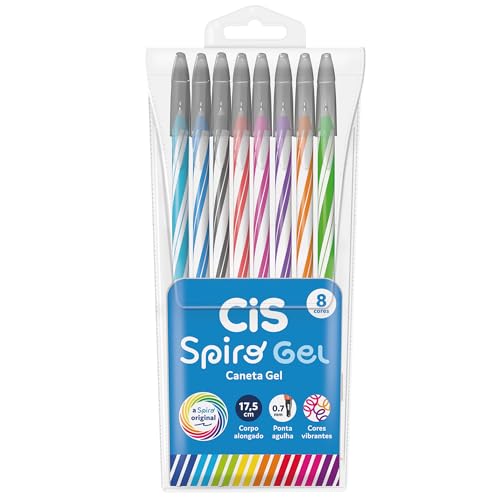 Caneta CIS SPIRO GEL Estojo com 8 Cores