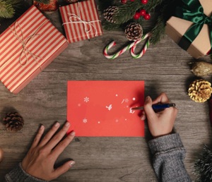 cartão de Natal escrito a mão
