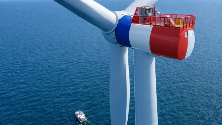 Ilustração de energia eólica gerada pela França, como força da produção de eletricidade