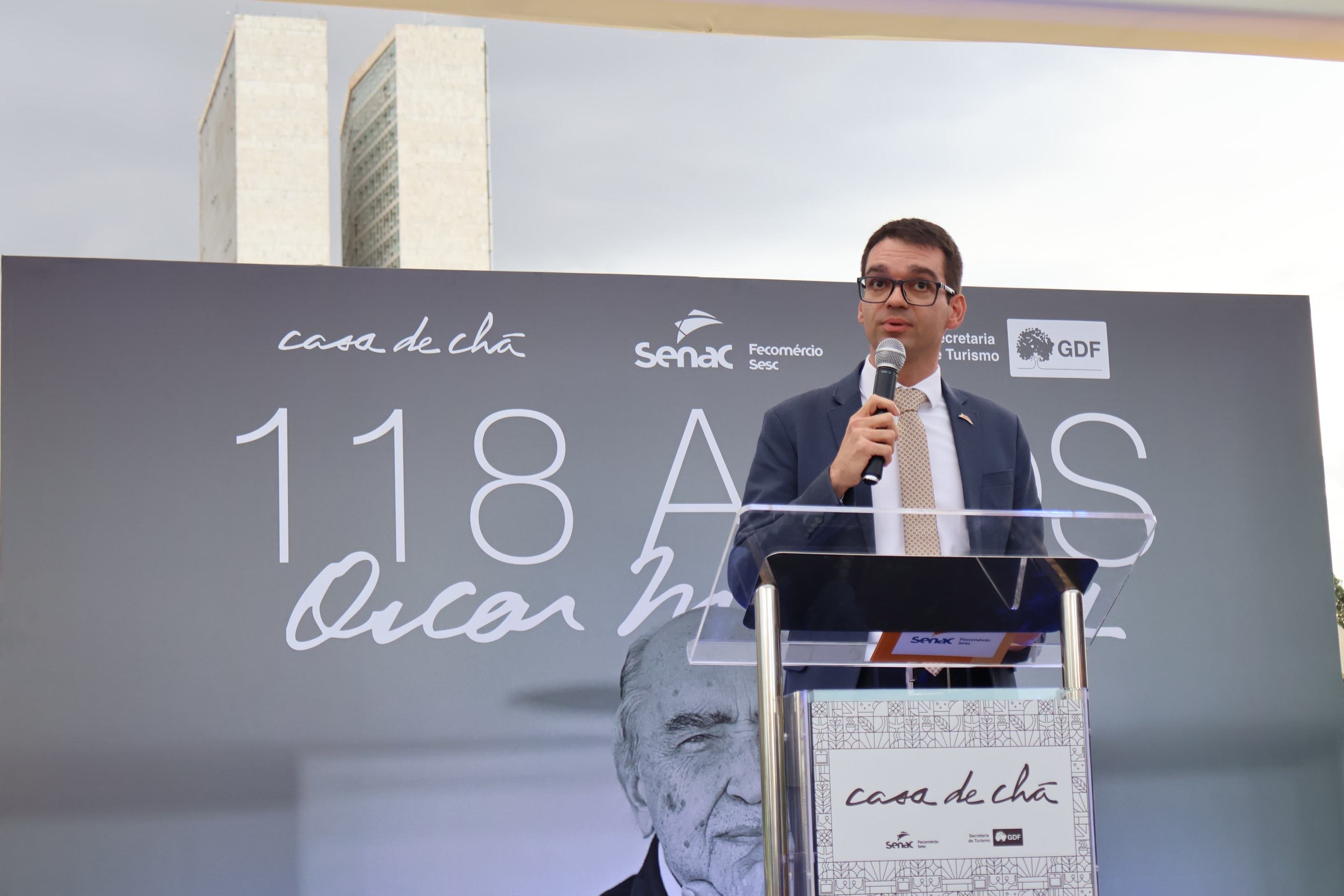  15/12/2025 Bruna Gaston CB/DA Press. Café-escola Senac Casa de Chá. 118 anos Oscar Niemeyer, celebração com inauguração de estátua.Victor Corrêa Senac       