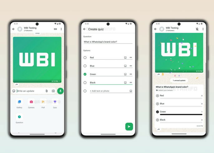 Novo recurso quiz no WhatsApp