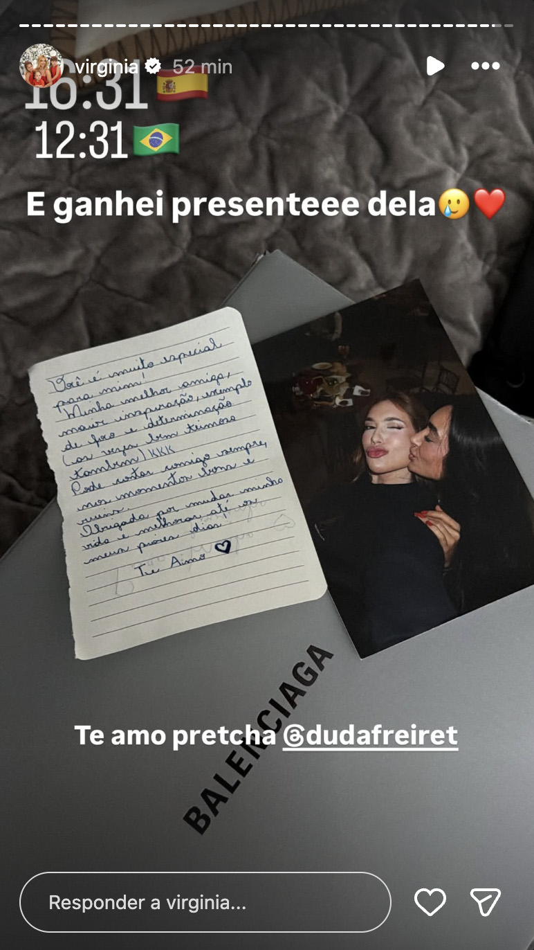 Virginia ganha tênis de luxo - Foto: Reprodução / Instagram