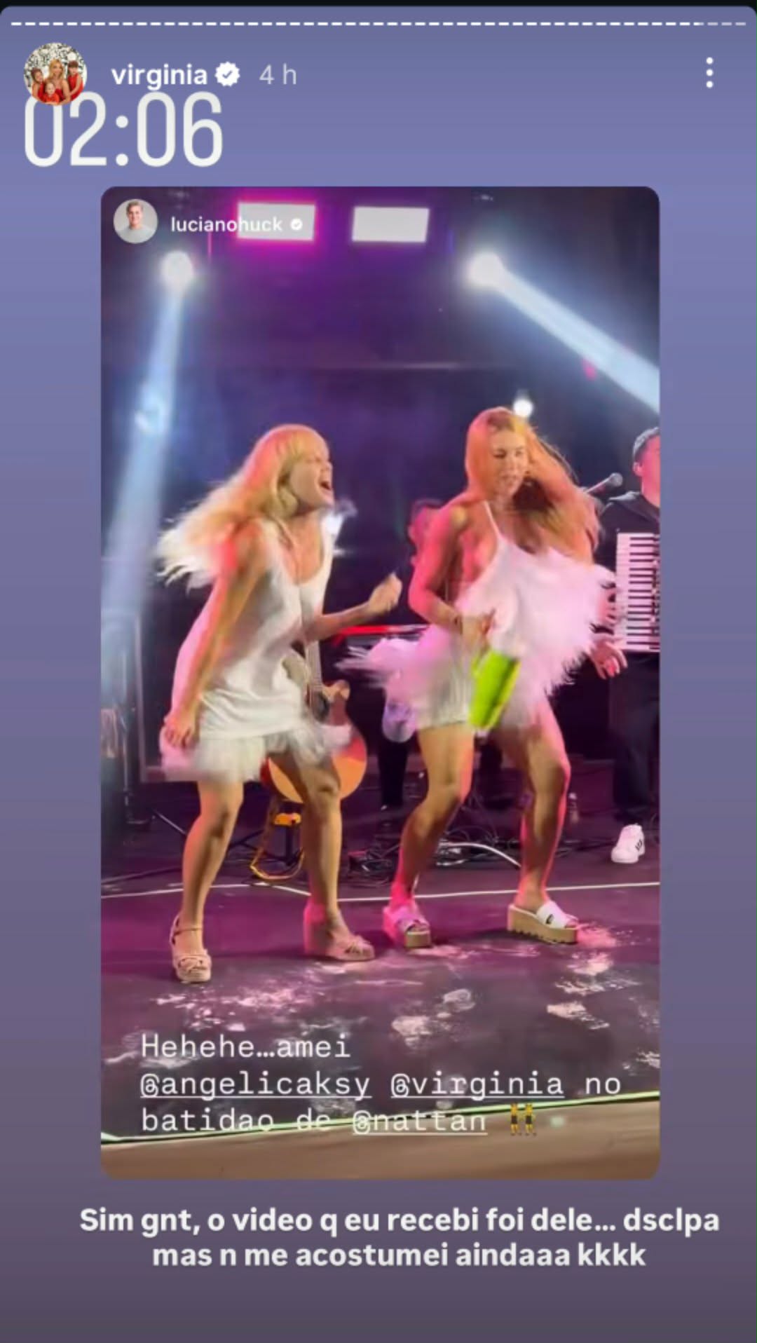 Virginia dançando com Angélica em Trancoso - Foto: @virginia