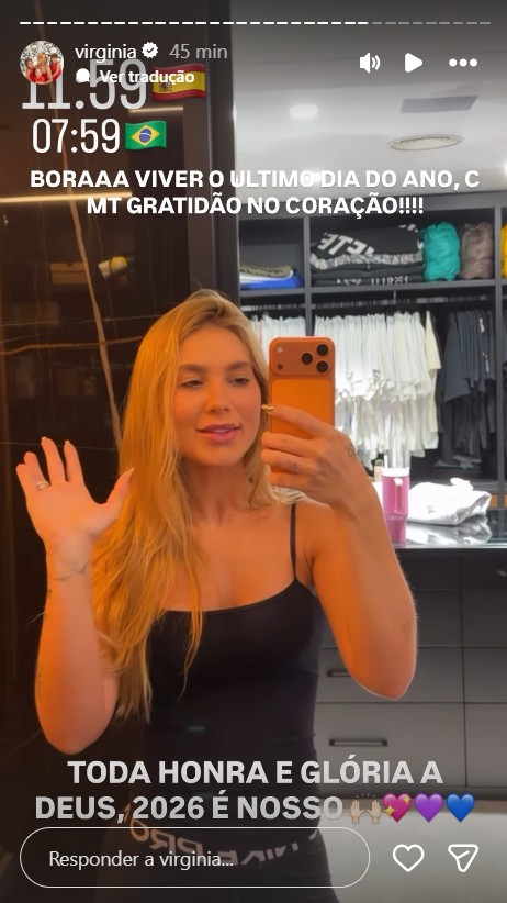 Virginia se despede de 2025 - Foto: Reprodução / Instagram @virginia