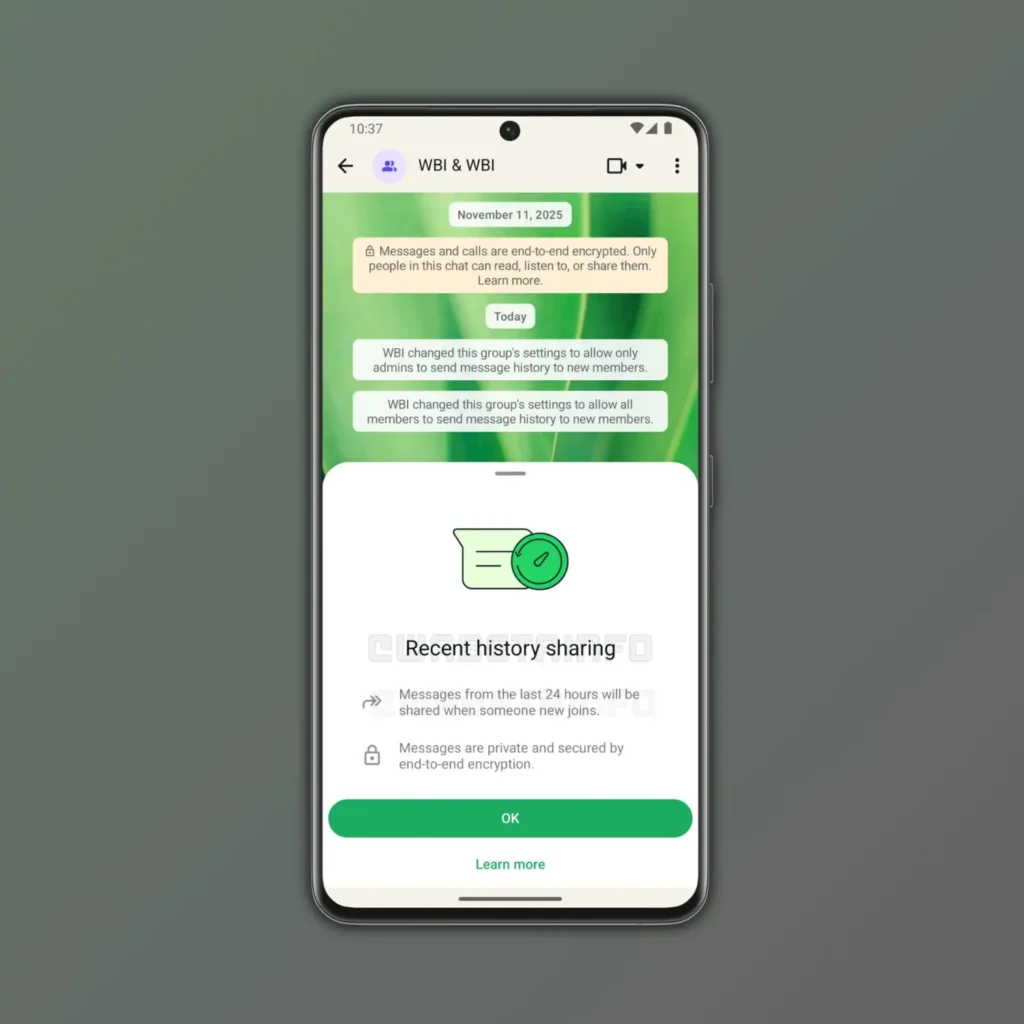 WhatsApp grupos histórico mensagens