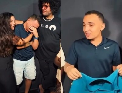 João Gomes chora ao receber presente das filhas de Kara Véia antes de show em Maceió