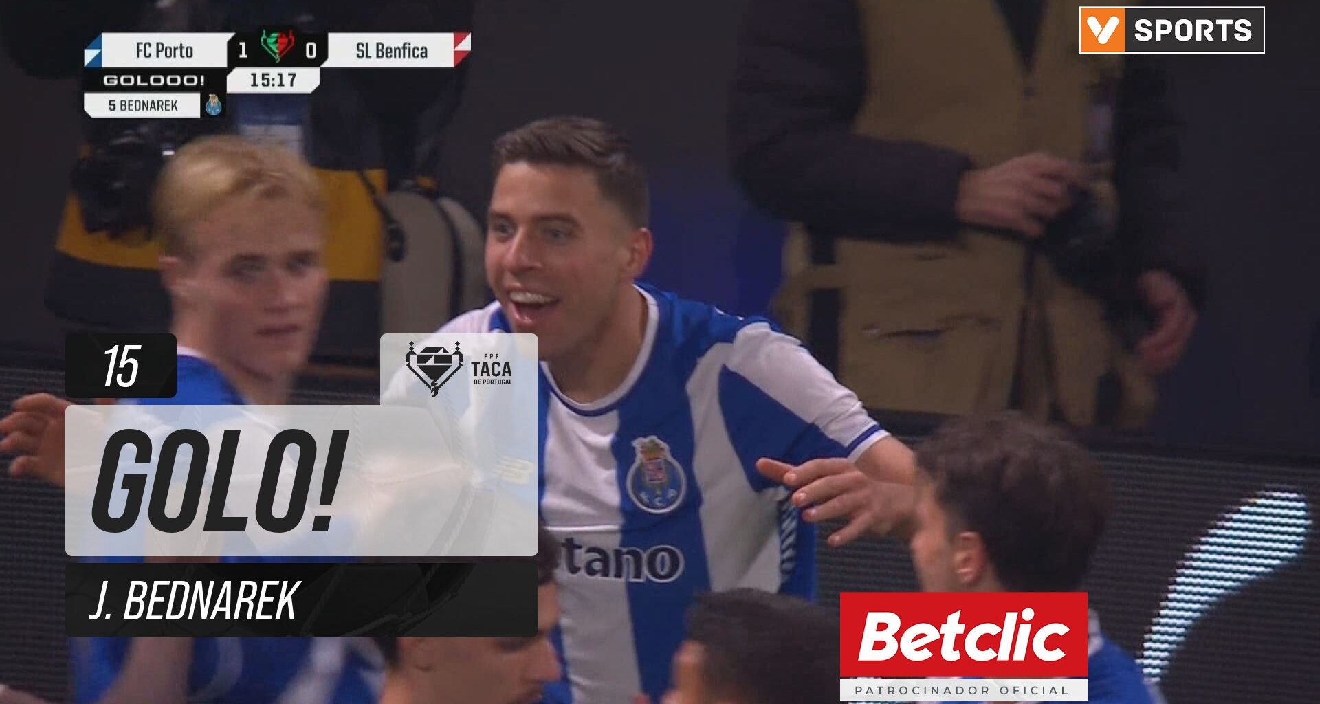 GOLO! FC Porto, J. Bednarek aos 15', FC Porto 1-0 Benfica - SAPO