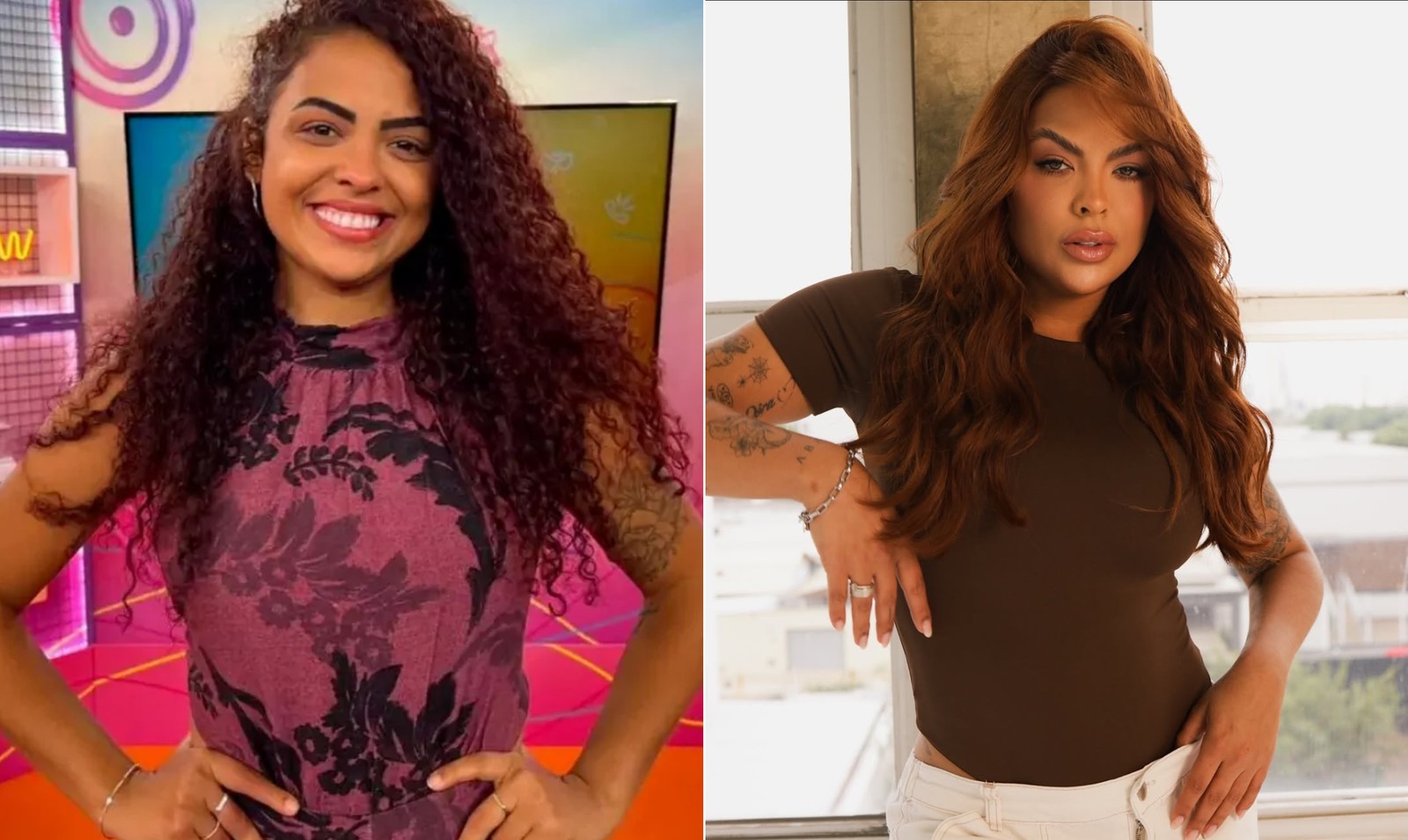 Paula Freitas, do 'BBB 23', colocou prótese de silicone nos seios e realizou lipoaspiração HD no abdômen, braços, costas e na parte interna das coxas, além de preenchimento labial e harmonização no bumbum — Foto: Reprodução/TV Globo e Reprodução Instagram/ @gabiresend