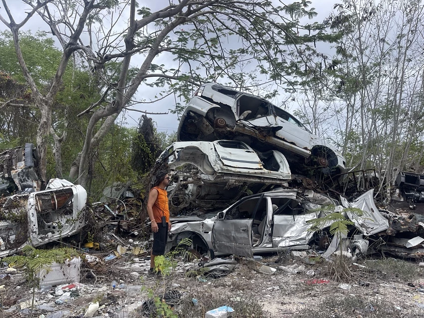 Uma das lixeiras em Nauru