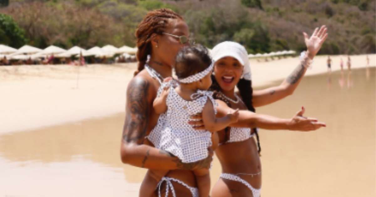 Ludmilla e Brunna Gonçalves trocam beijo em praia de Fernando de Noronha