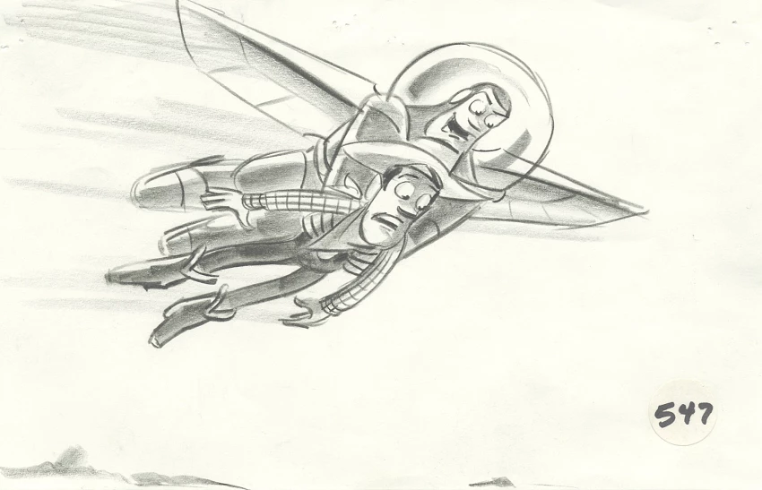 Woody e Buzz Lightyear num dos primeiros esboços