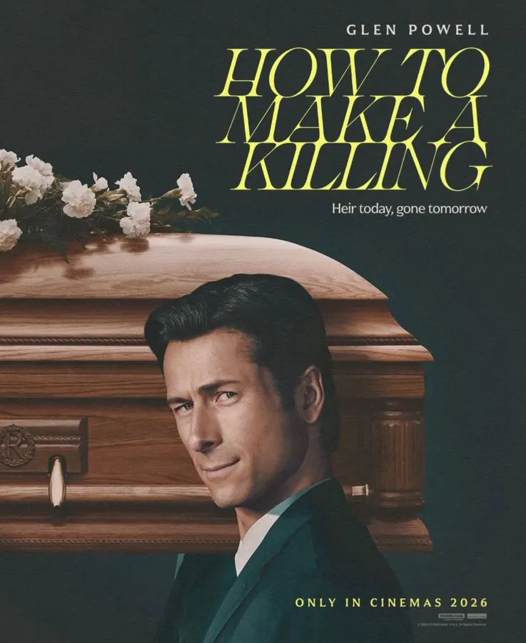 Glen Powell em novo pôster de How To Make a Killing