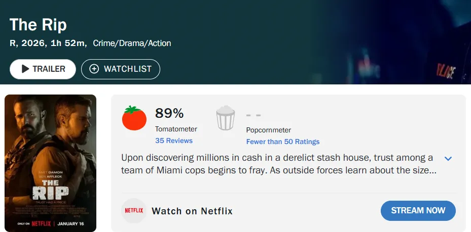 Aprovação de Dinheiro Suspeito no Rotten Tomatoes