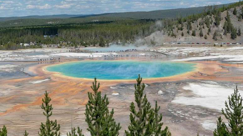 O habitat de Luca era um sistema de fontes hidrotermais marinhas rasas ou uma fonte termal geotérmica, como este exemplo espetacular em Yellowstone, nos EUA. NPS/Diane Renkin