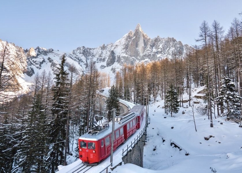 o emblemático comboio vermelho de Chamonix