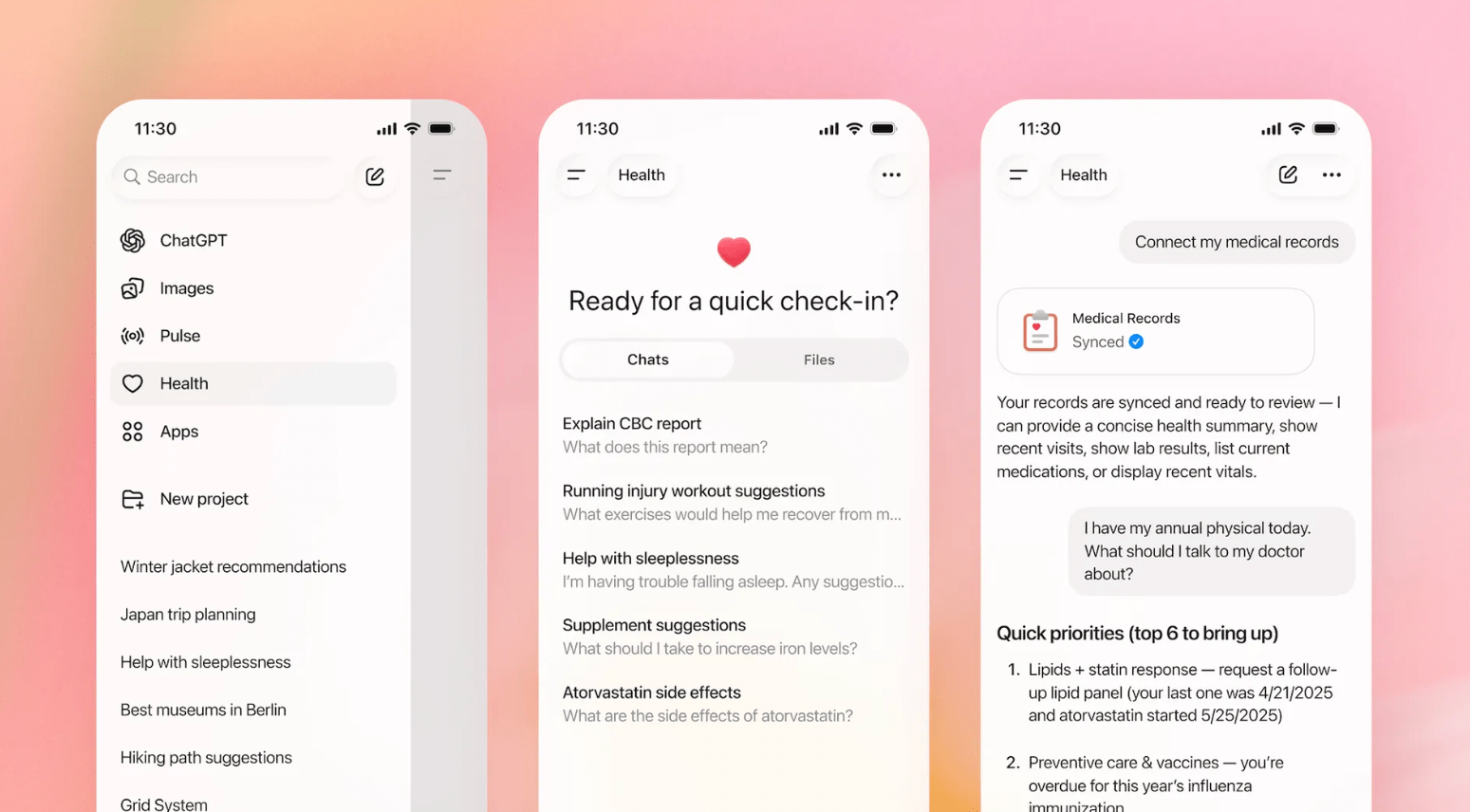 OpenAI lança ChatGPT Health para responder dúvidas e integrar registros médicos