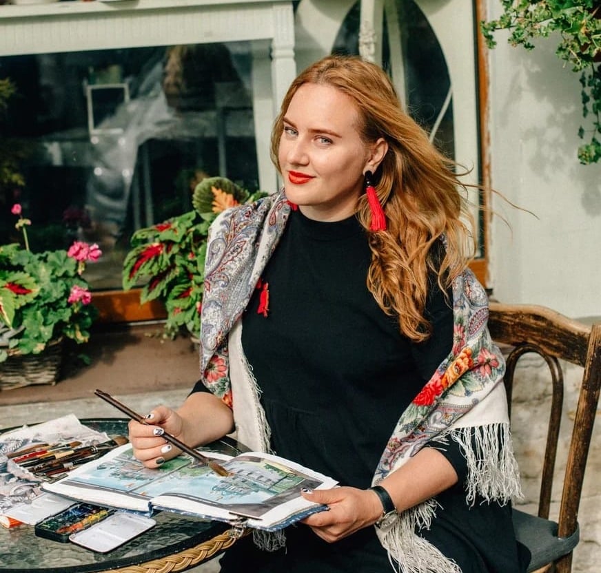 Catarina-Chur-realiza-oficinas-de-gouache-e-aquarela-granulada-no-Atelie-AlmaMia